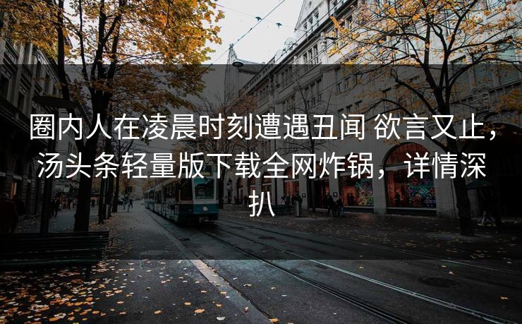圈内人在凌晨时刻遭遇丑闻 欲言又止，汤头条轻量版下载全网炸锅，详情深扒