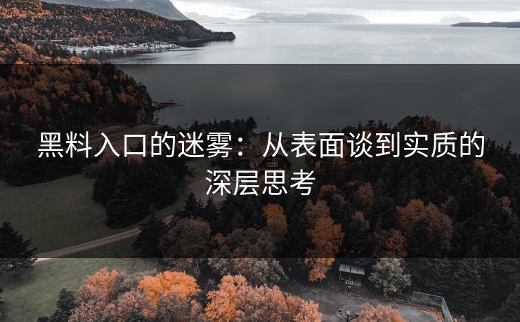 黑料入口的迷雾：从表面谈到实质的深层思考